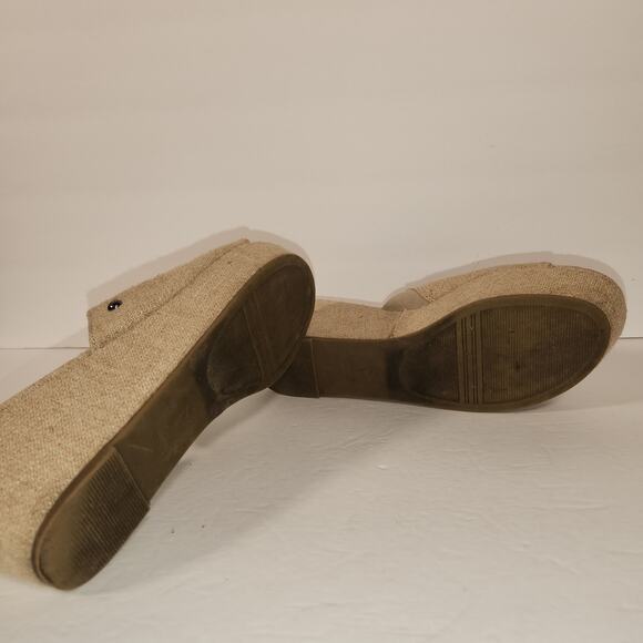 SIMPLY VERA by VERA WANG Wedge Sandal Womens 9M Tan Platform Textile Fringe Boho - Picture 11 of 12